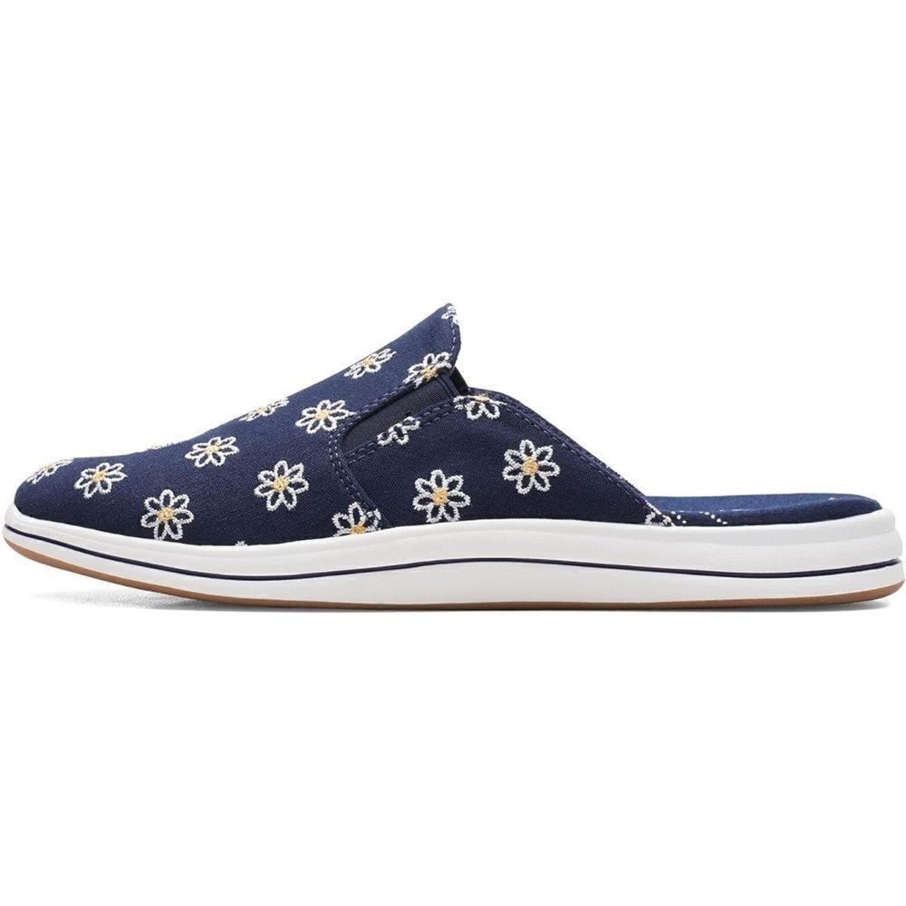 Clarks Women's cloud steppers Breeze Shore Mule Navy Floral Canvas NWT SZ10